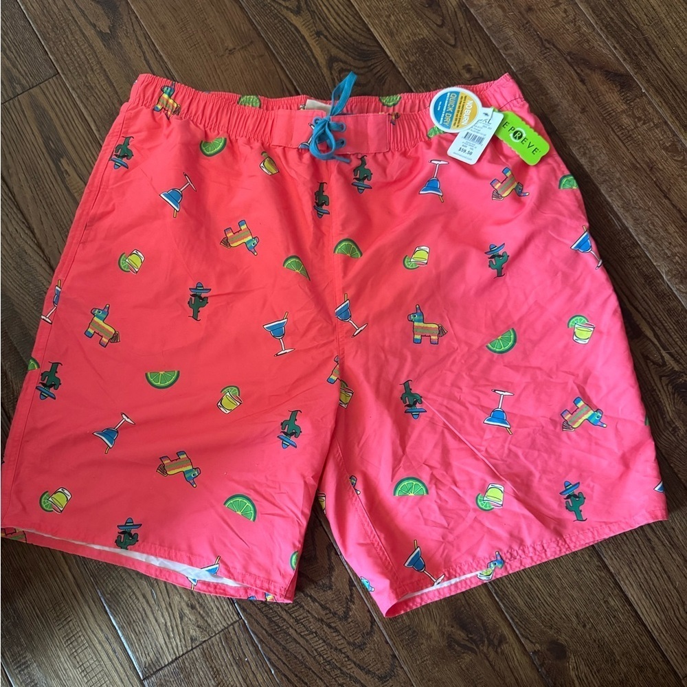 True Nation Orange Margarita Pinata Lime Swim Board Trunk Shorts